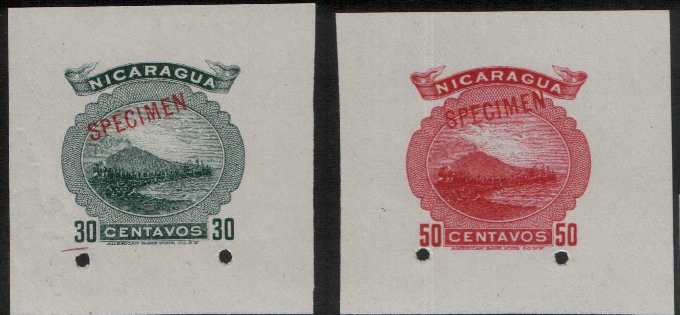 timbres-poste sellos postales stamps Nicaragua Momotombo Volcano & Train Postal Stationery